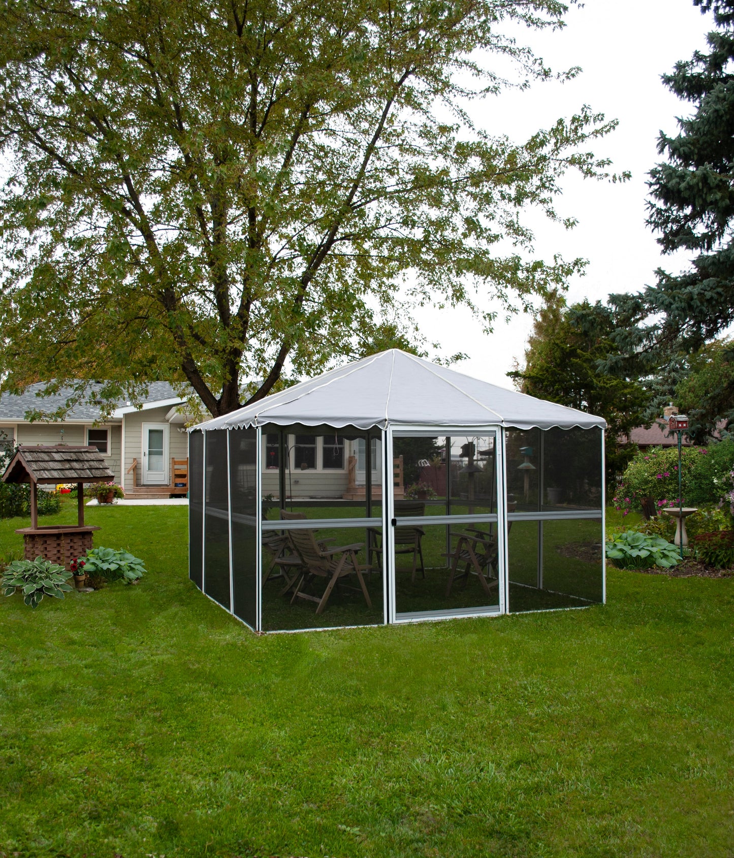 gray 12 panel square screenhouse roof 12p-45